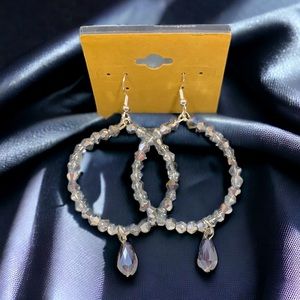 Silver hoop Crystal drop earrings